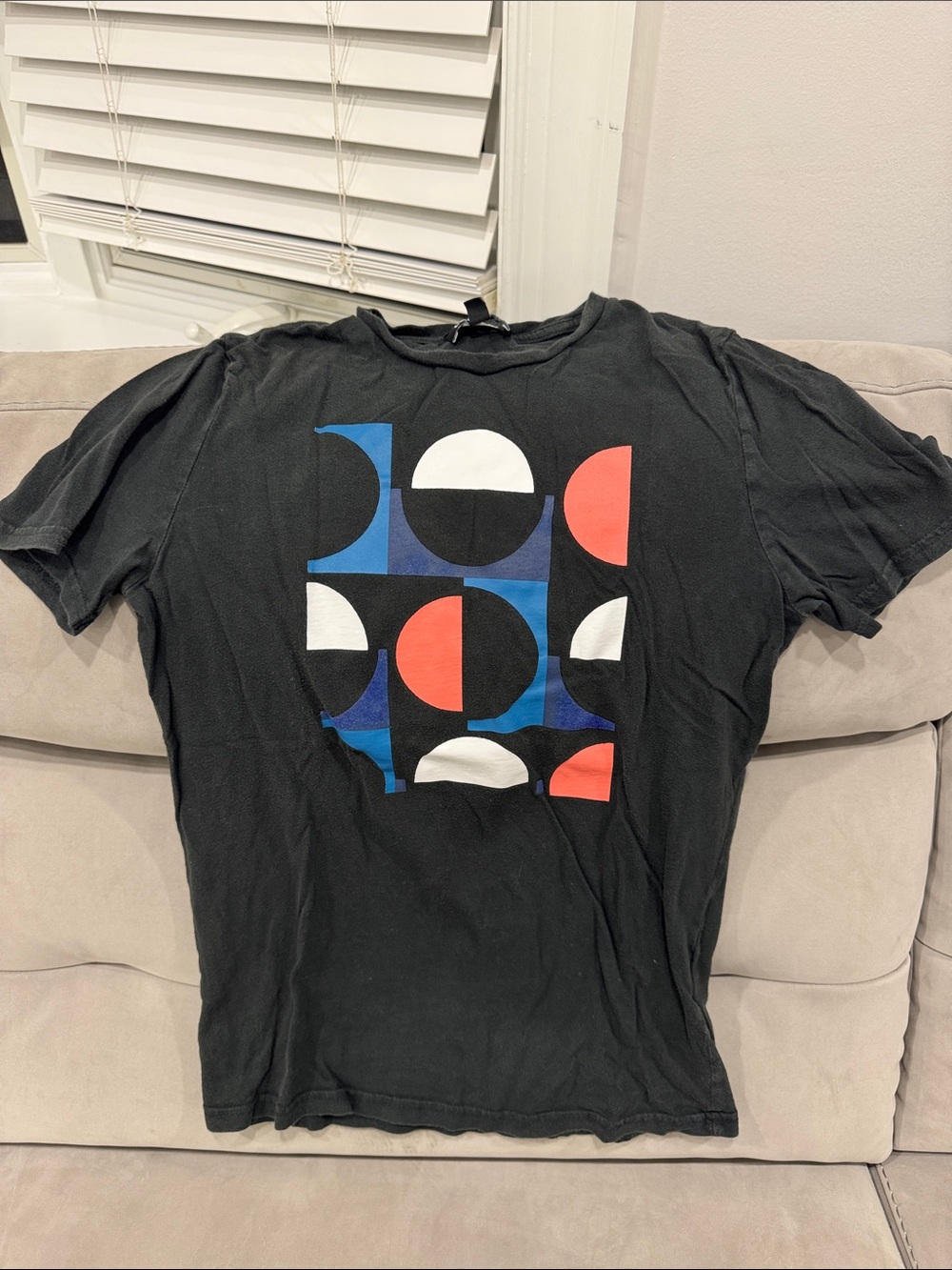 Express Black Short-Sleeve Tee with Blue, White & Red Graphic
